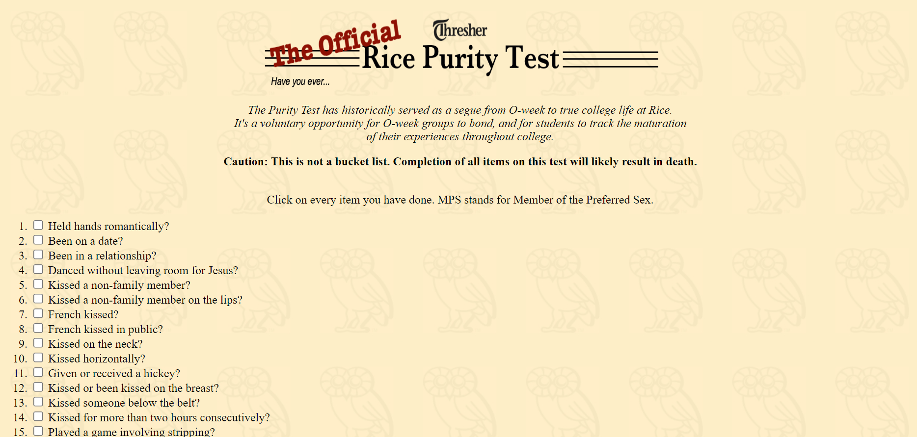 What Is The Rice Purity Test Score Meaning?