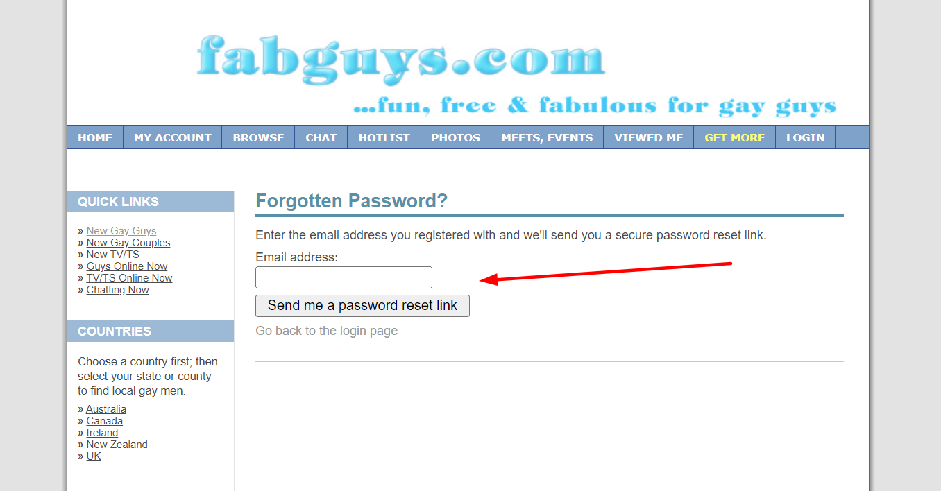 forgot password fabguys login