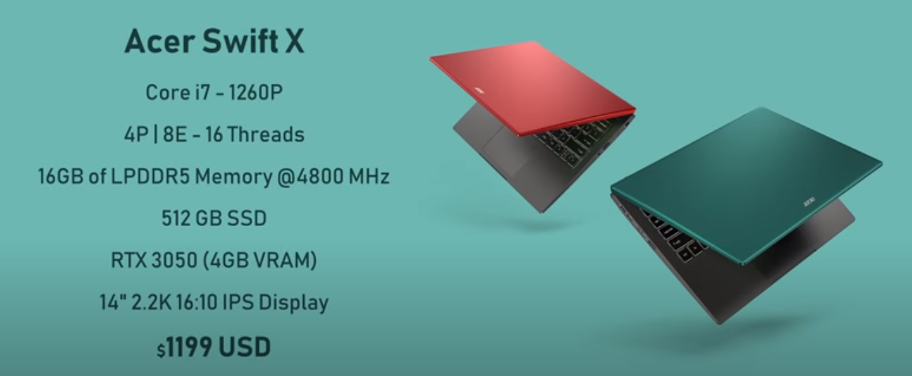 The Acer Swift X price