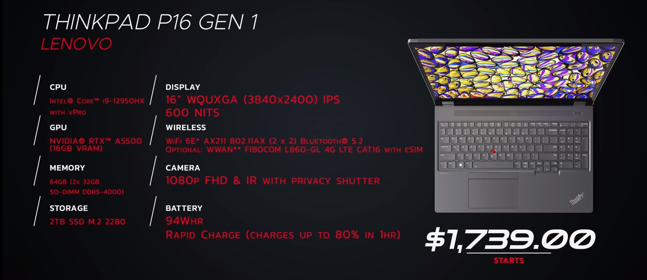 Lenovo ThinkPad P16 Gen 1 price