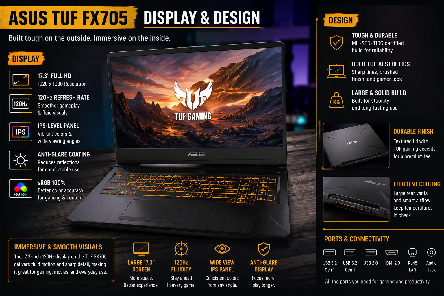 ASUS TUF FX705 Display & Design