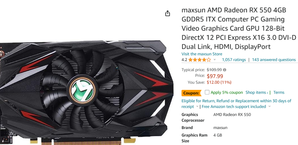 AMD Radeon RX 550X price