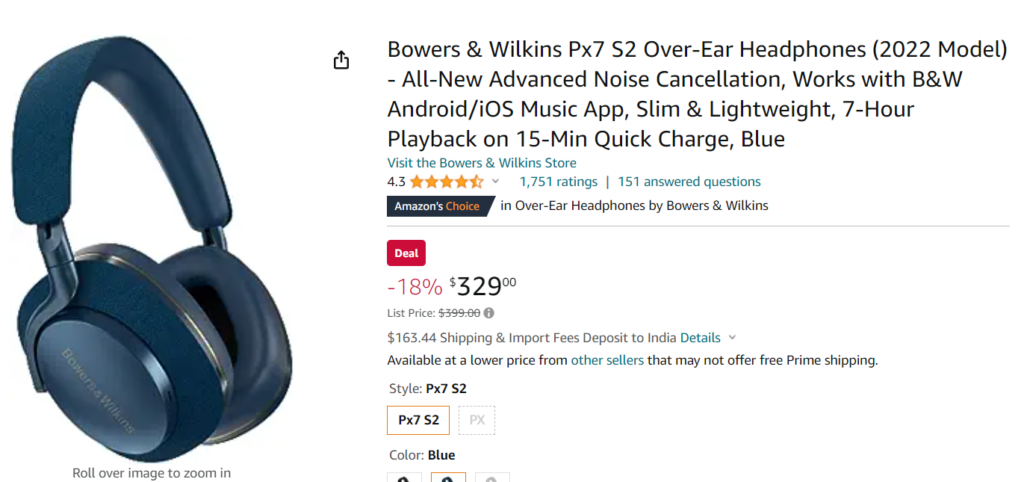Bowers & Wilkins Px7 S2 price