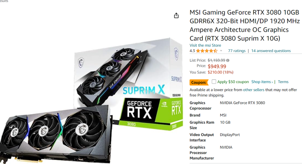 Nvidia GeForce RTX 3080 price