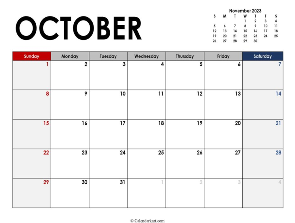 October 2023 Calendar!