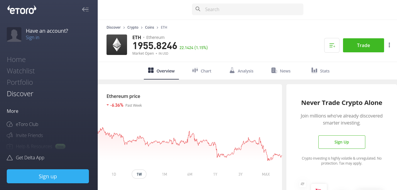 How to buy Ethereum on Etoro