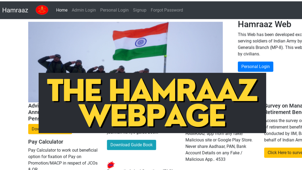 The Hamraaz webpage: Providing Empowerment To All Army Officials
