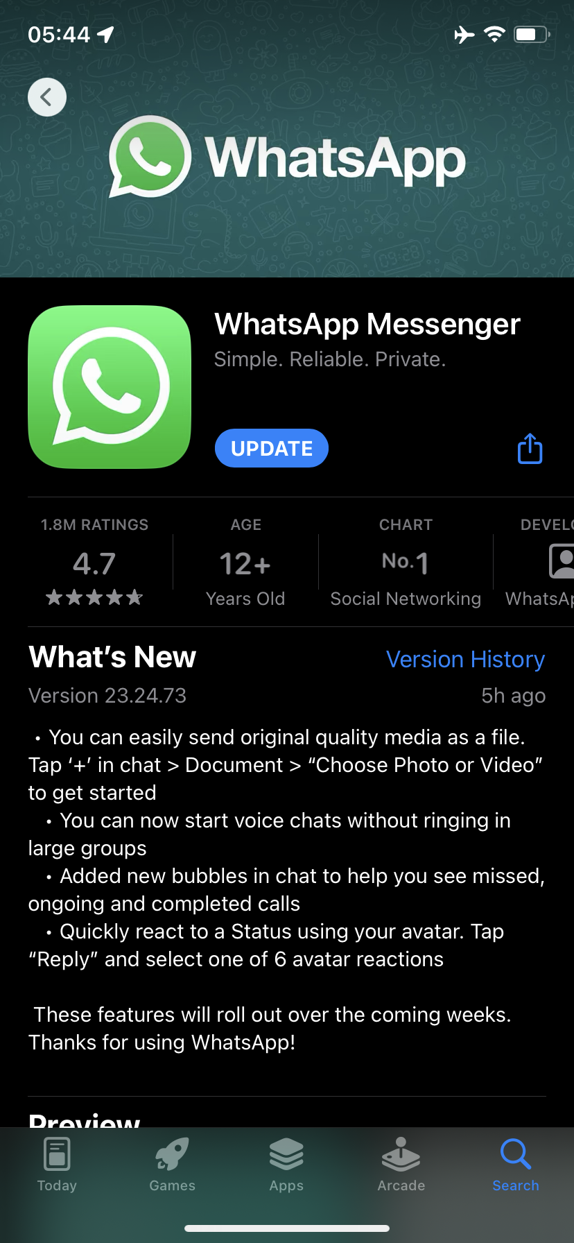 The new WhatsApp update