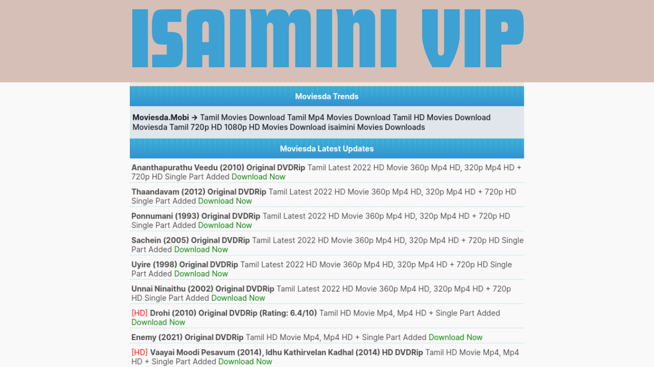 Isaimini VIP: One Stop For Tamil Movies 2024