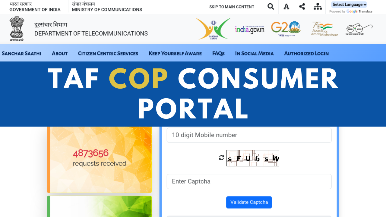 TAF COP Consumer Portal: Streamlined Access to SIM Status Tracking and Lost Smartphone Blocking