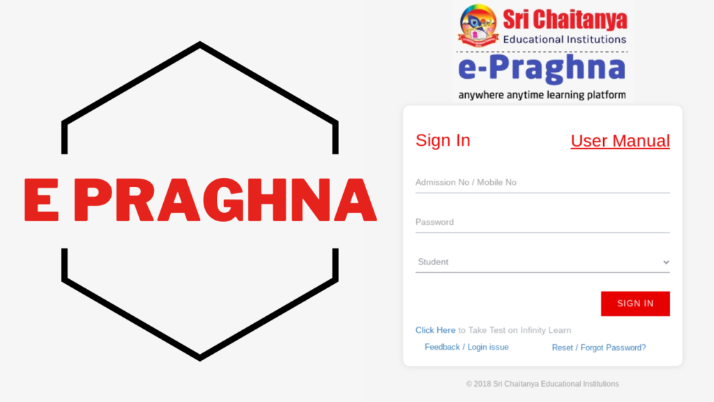 E-Praghna: Sri Chaitanya Online Exams, Classes and Login Details