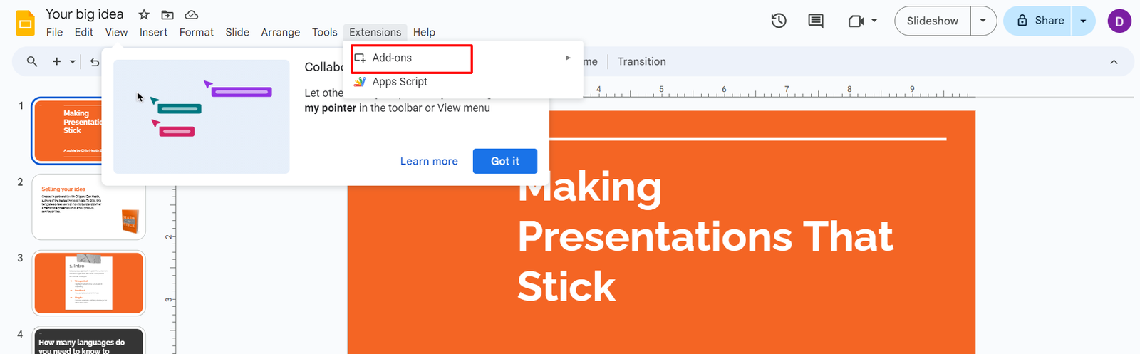 Google Slides presentation.