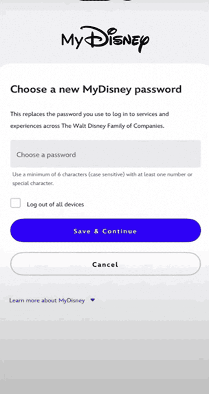 Change Disney Plus Password