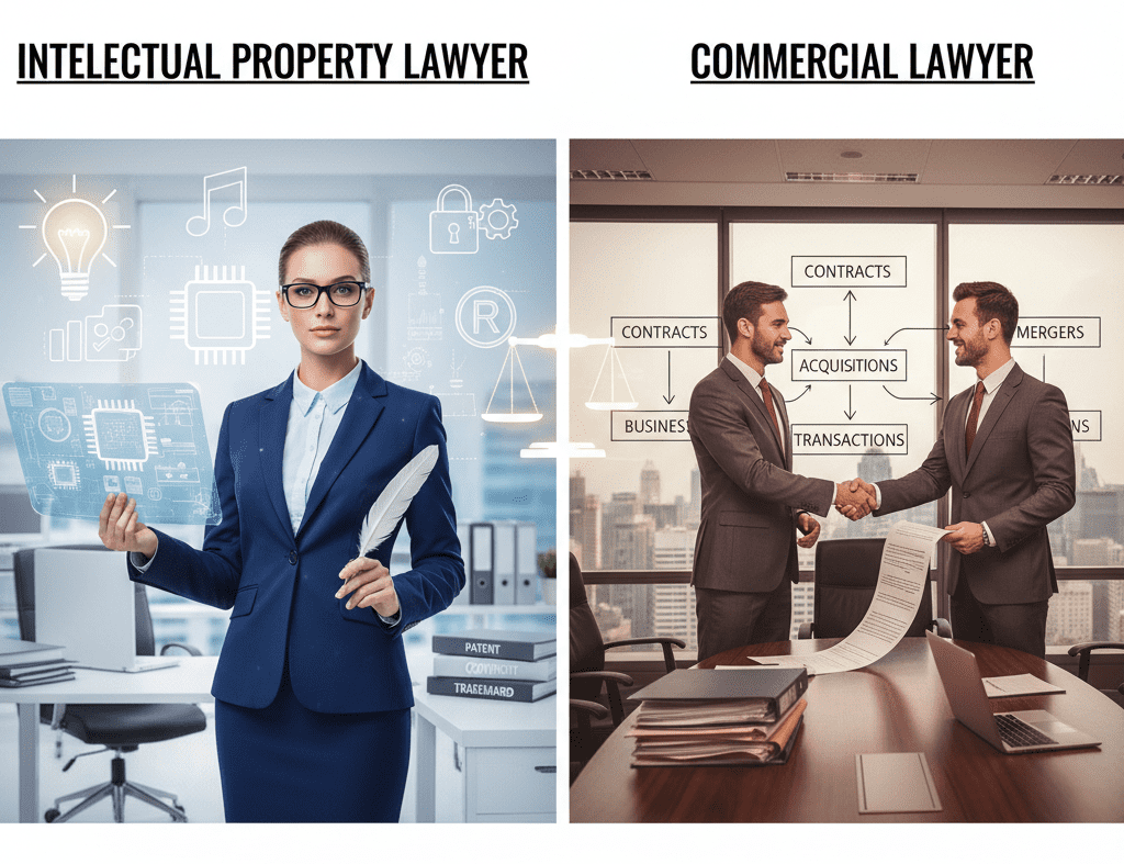 What makes an intellectual property lawyer different from a commercial lawyer?
