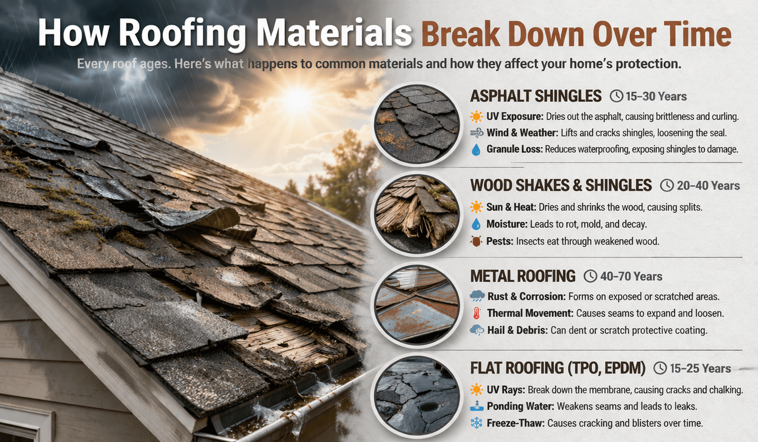 How Roofing Materials Break Down Over Time