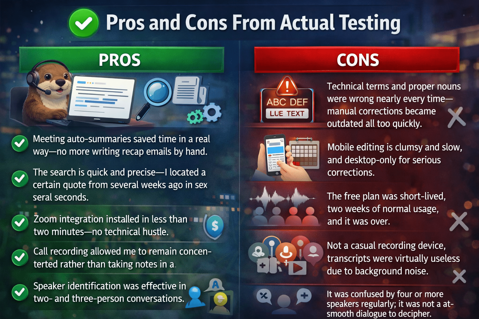 Pros and Cons From Actual Testing
