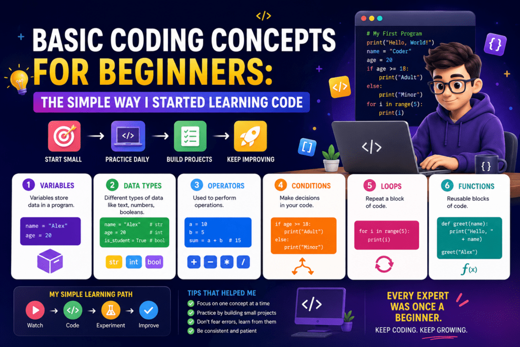 Basic Coding Concepts for Beginners: The Simple Way I Started Learning Code