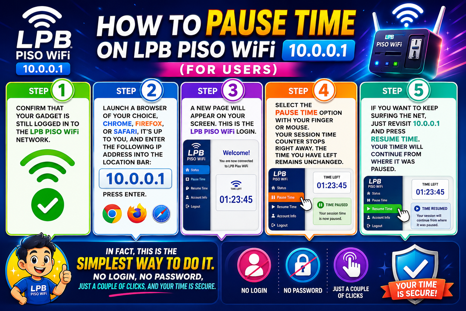 How to Pause Time on LPB Piso WiFi 10.0.0.1 (For Users)