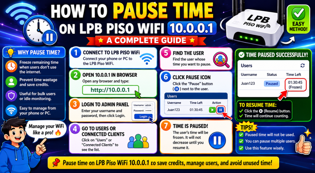 How to Pause Time on LPB Piso WiFi 10.0.0.1: A Complete Guide