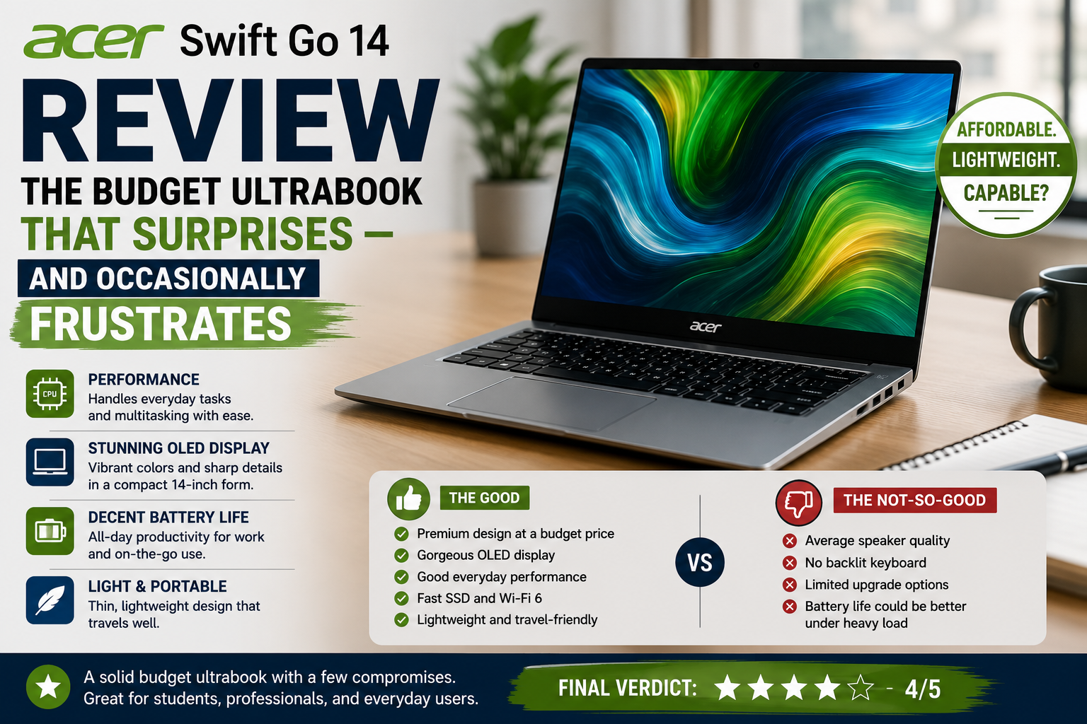 Acer Swift Go 14 Review: The Budget Ultrabook That Surprises — and Occasionally Frustrates