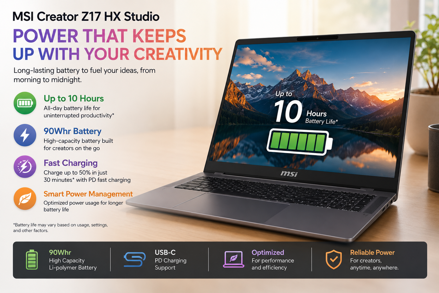 MSI Creator Z17 HX Studio Battery life