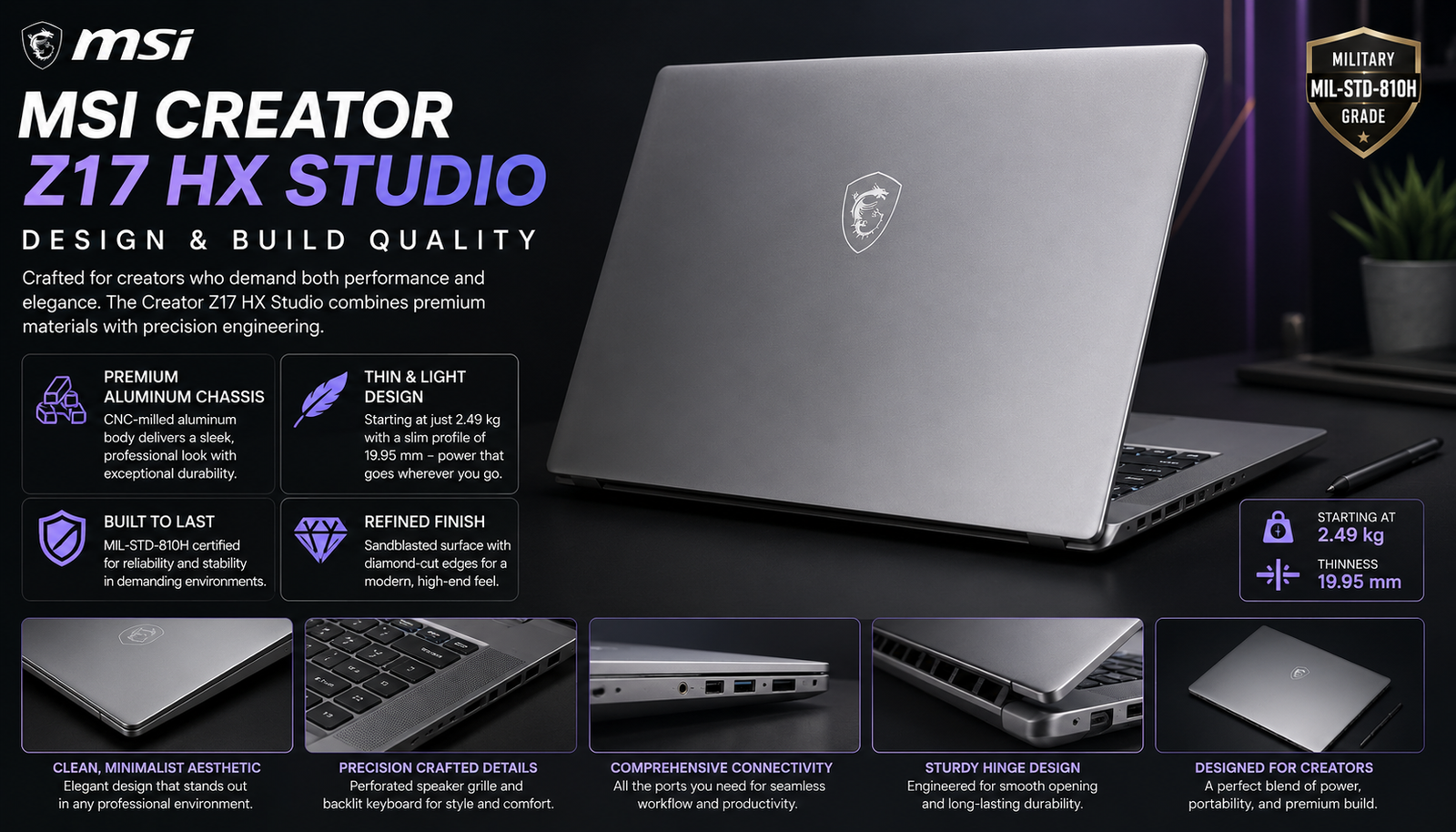 MSI Creator Z17 HX Studio Design & Build quality