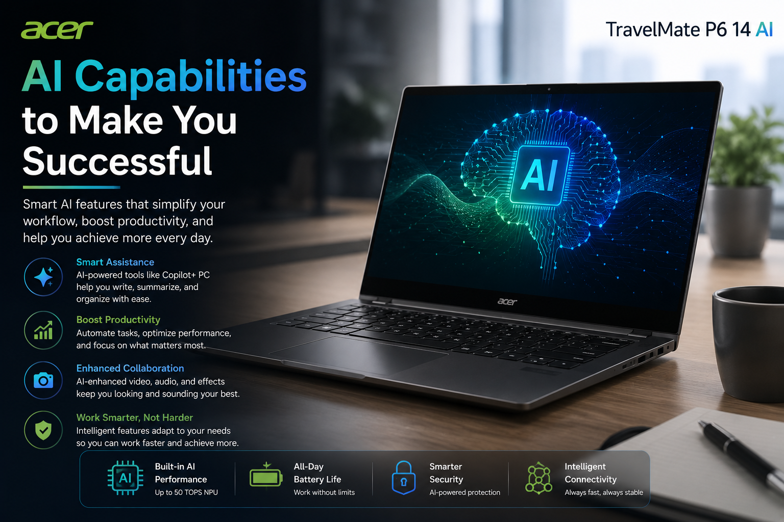 Acer AI Laptop Productivity Banner