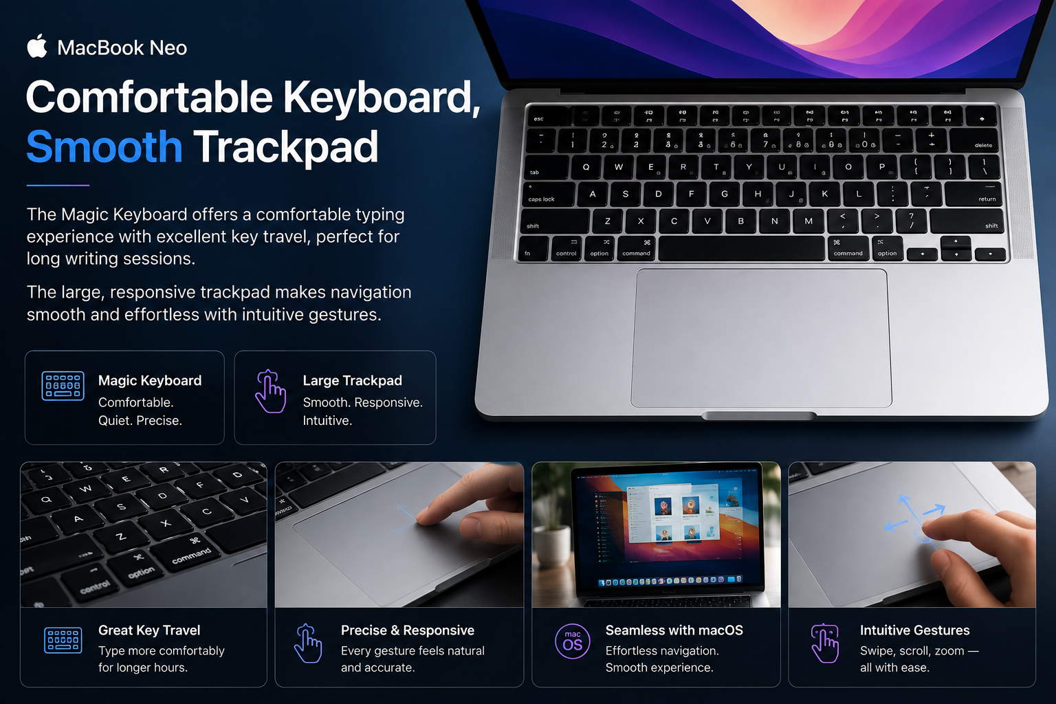 Comfortable Keyboard, Smooth Trackpad