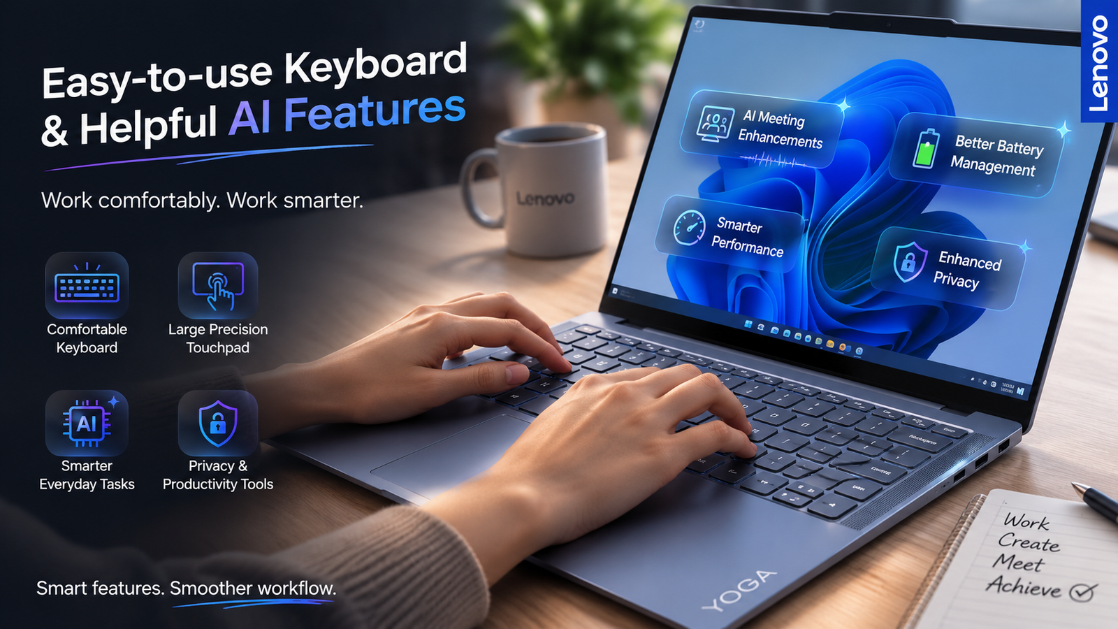 Easy-to-use Keyboard and Helpful AI Features