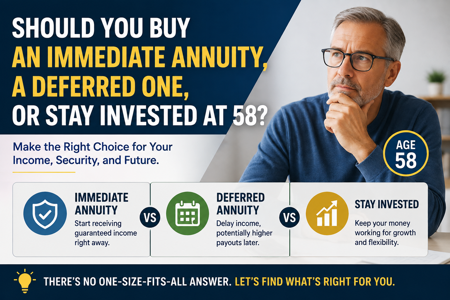 Should You Buy An Immediate Annuity, A Deferred One, Or Stay Invested At 58?