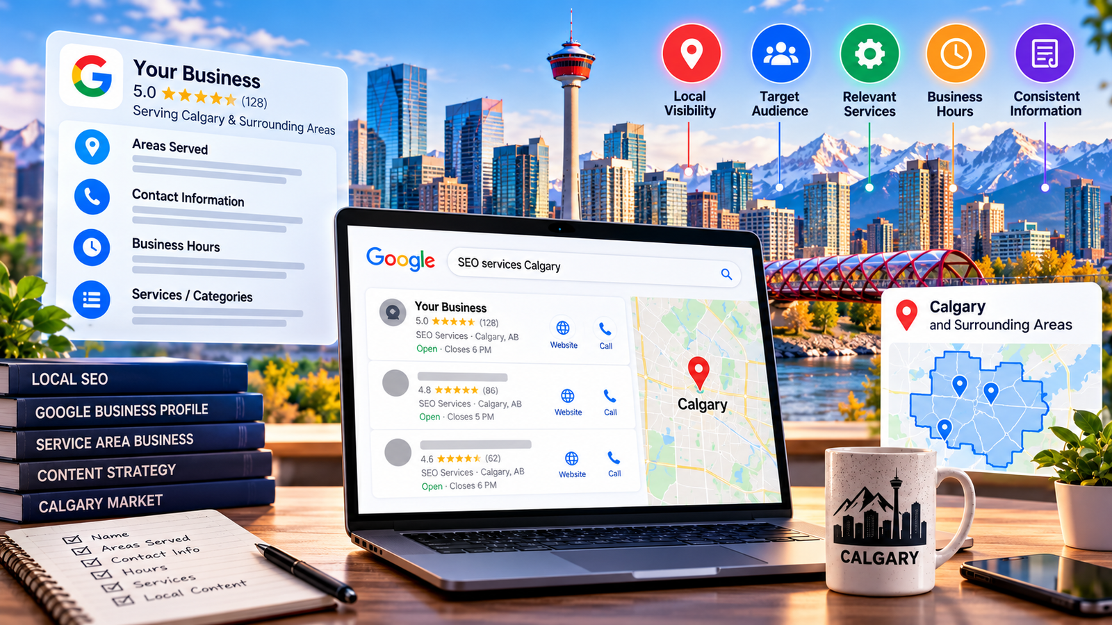 Calgary Local SEO Strategy Illustration