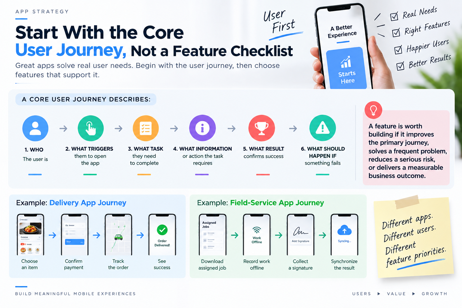 User-First App Journey Infographic