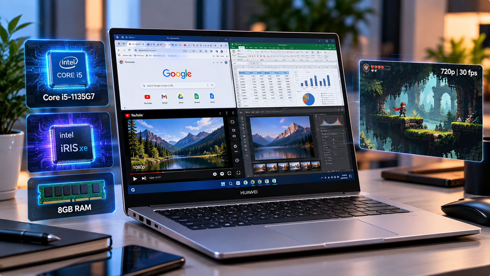 Huawei Laptop Multitasking Tech Showcase