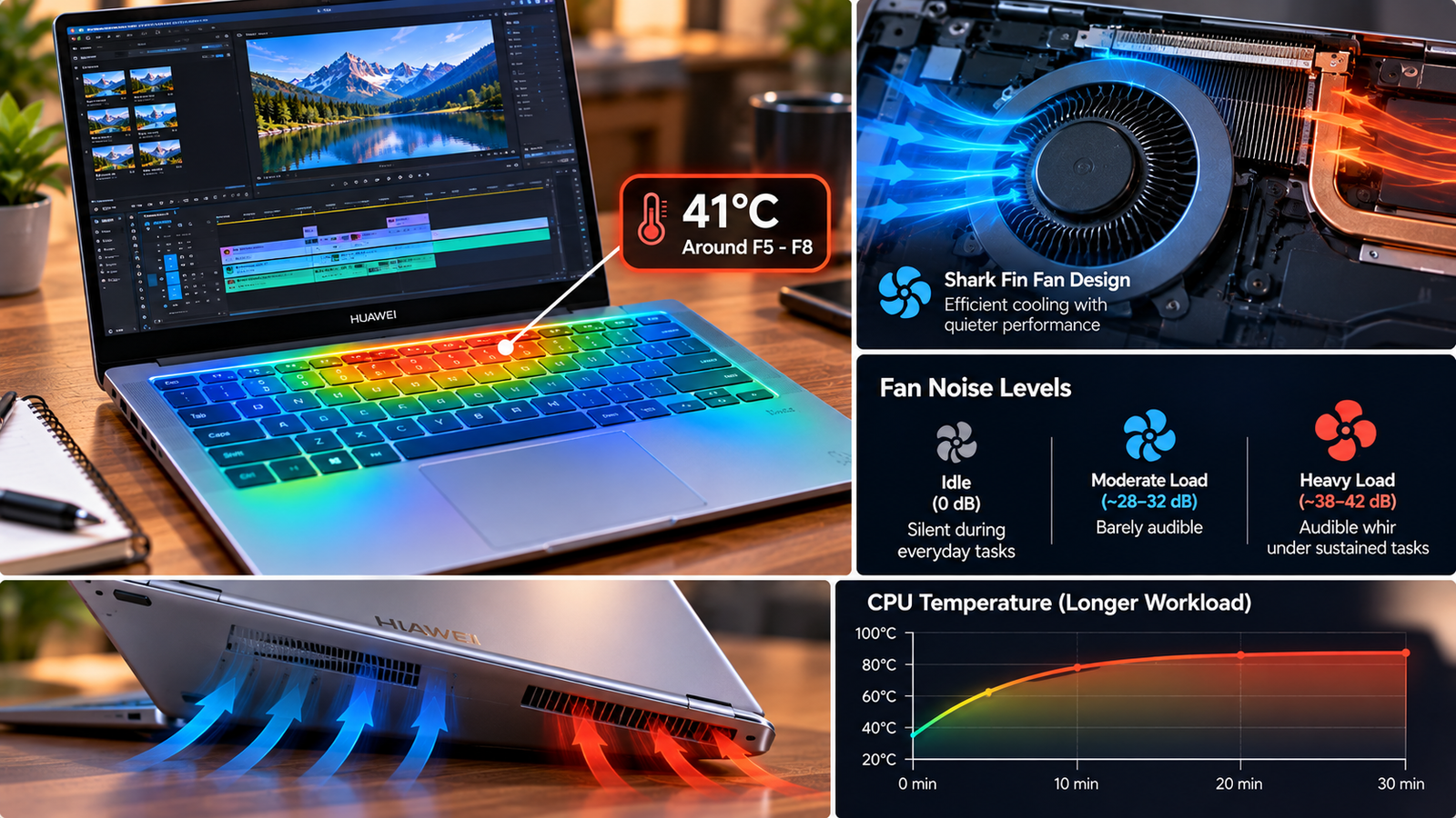 Huawei Laptop Thermal Review Infographic