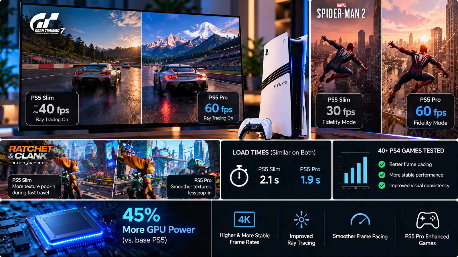 PS5 Pro vs PS5 Slim Gaming Comparison